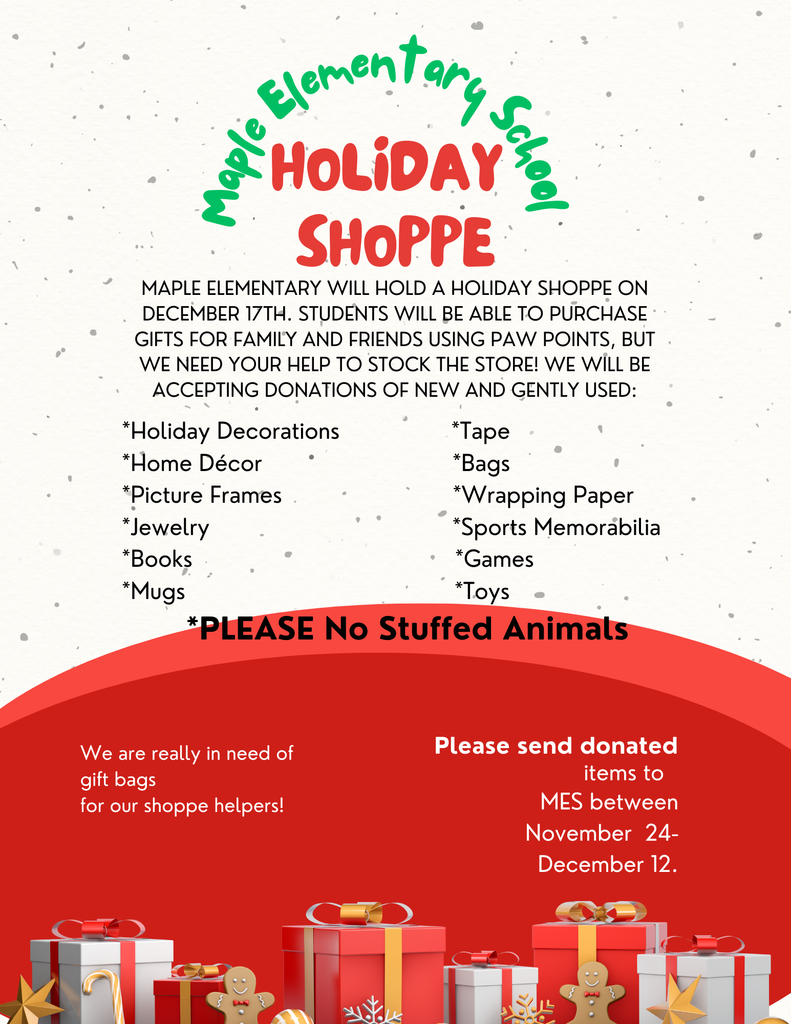 Donations for Holiday Shoppe