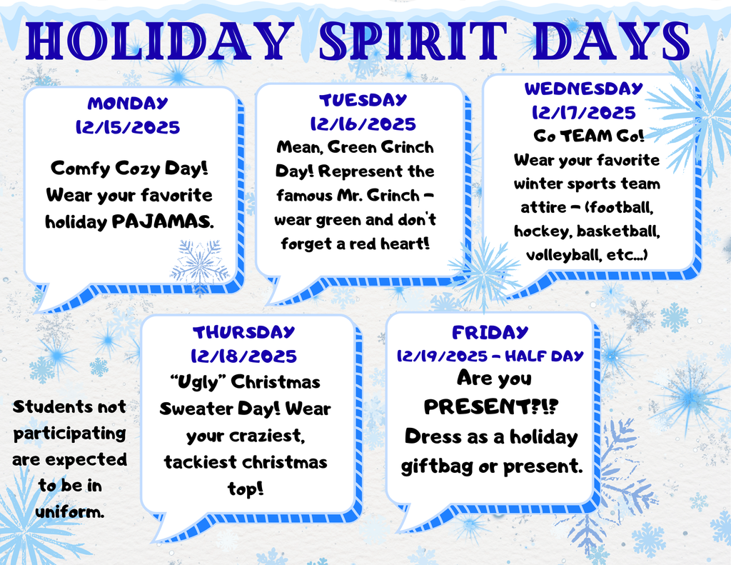 25-26 Holiday Spirit Days