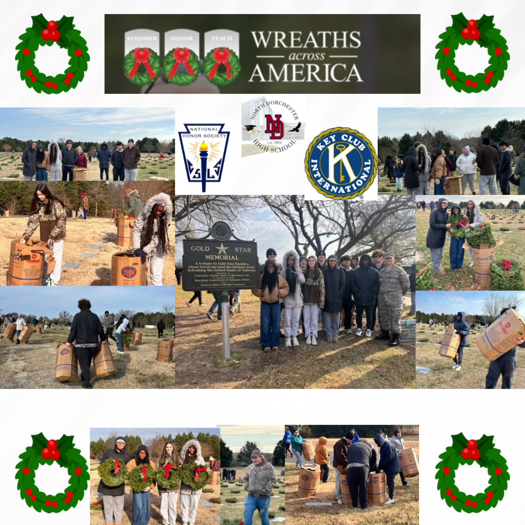 Students holding wreathes