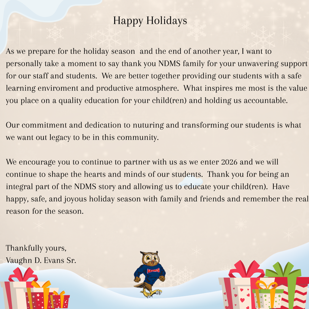 Happy Holidays from Mr. Evans and NDMS