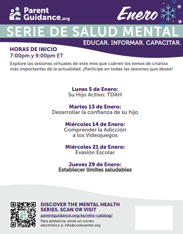 Spanish Mental Health Series Flyer with dates and services.