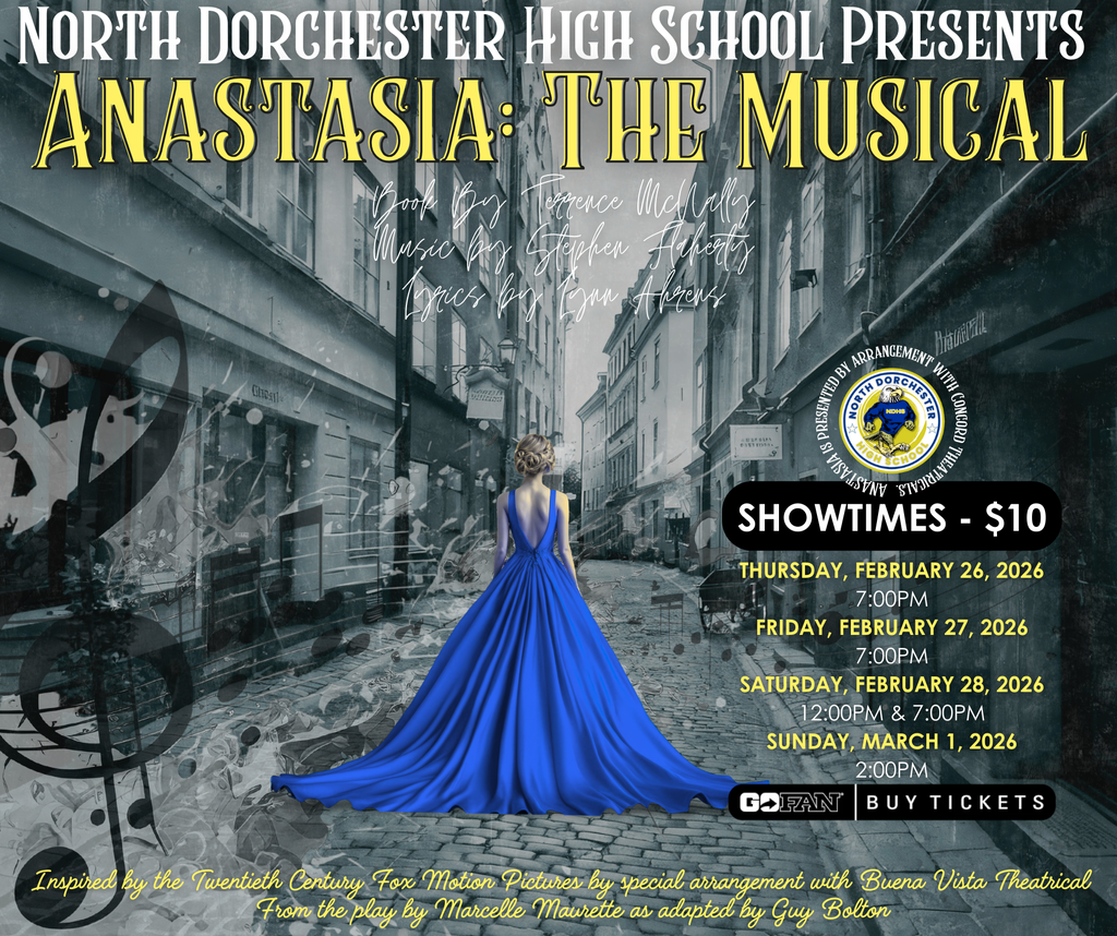 Come support our amazing students as they present "Anastasia: The Musical". Tickets are $10 per person and can be purchased on gofan.co or at the door. Showtimes will be: Thursday, February 26, 2026 at 7:00pm Friday, February 27, 2026 at 7:00pm Saturday, February 28, 2026 at 12:00pm and 7:00pm Sunday, March 1, 2026 at 2:00pm
