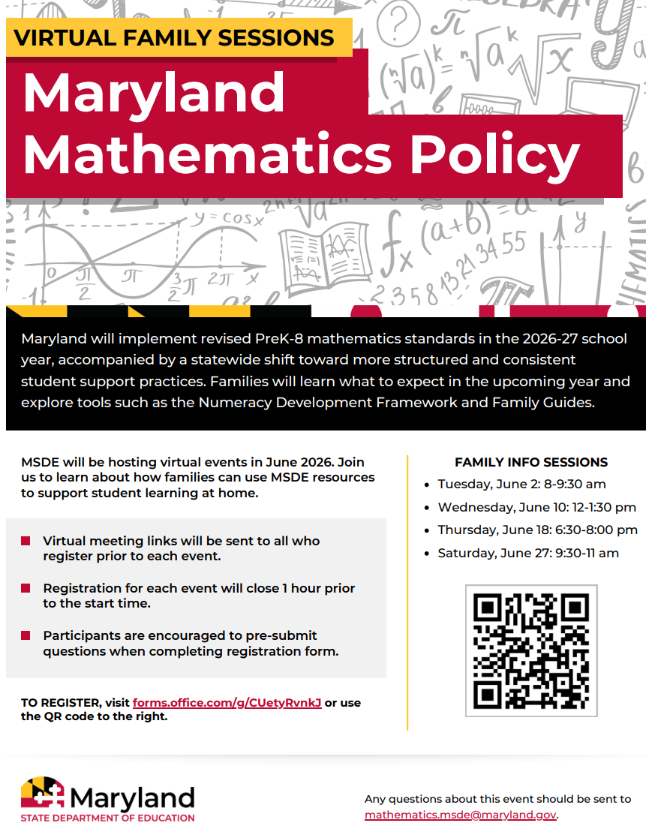 Math policy family info sessions