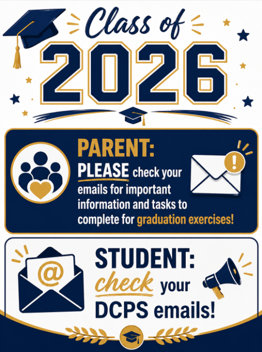 Parents and students please remember to check your school email daily for important updates and information!!