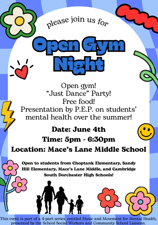 ☀️🏀⚽Join us for Open Gym Night & a special presentation on supporting student mental health over the summer! 💚 Come out for an evening of fun, connection, and community featuring: ✨ Open Gym 🎶 “Just Dance” Party 🍕 Free Food 🧠 Tips and resources to help students stay mentally healthy this summer Bring the family and enjoy a fun, supportive night together! See flyer for details. 💫