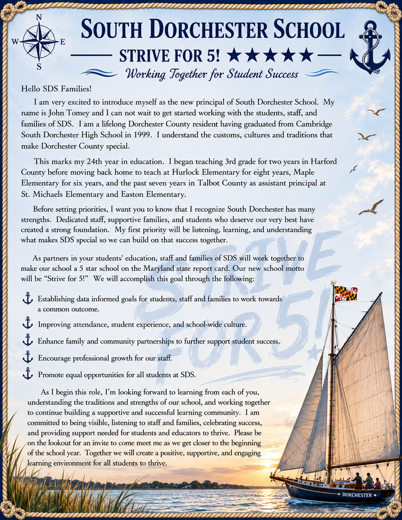 Strive for 5! Letter from Mr. Tomey