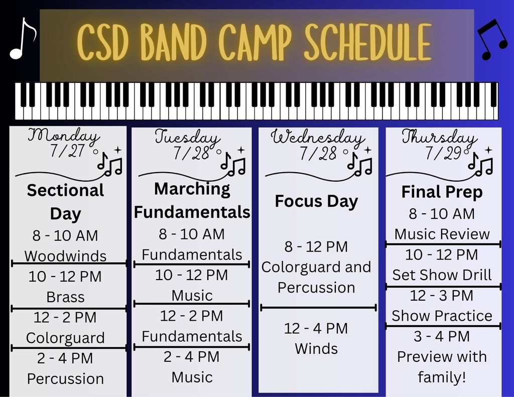 Band Camp Schedule