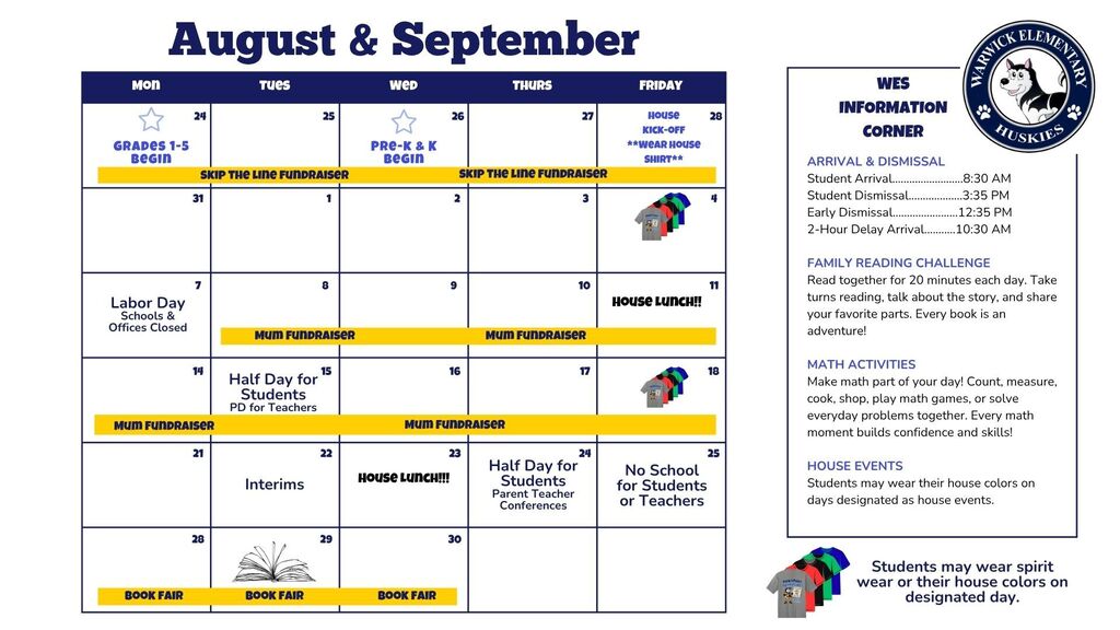 August/September Family Calendar