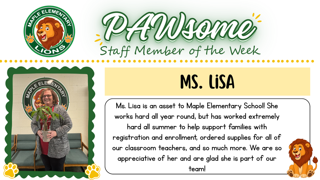 PAWsome Staff Member - Ms. Lisa