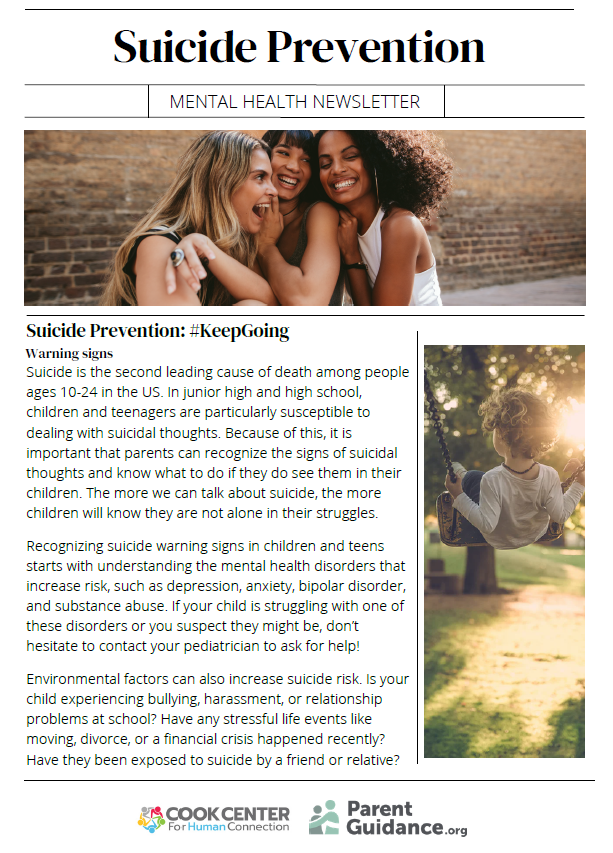 Eight graphics share September 2026 mental health and family resources in English and Spanish. ParentGuidance.org offers free virtual mental health sessions for parents and caregivers throughout September, covering topics including suicide prevention, building confidence, bullying, anxiety and depression, trauma, substance use and vaping, school avoidance, managing emotions, and other parenting concerns. Additional graphics highlight Suicide Prevention Month, including warning signs, ways to talk with children who may be struggling, and resources for families. The PEP Family Resiliency Program offers a free 8-week hybrid program for caregivers of children ages 2–18 beginning in October, as well as upcoming family events: Family Play and Pizza at Cabin Fever Play Centre on September 13, Parent Talk and Dinner at North Dorchester High School on September 30, and Parent Talk and Dinner at Mace’s Lane Middle School on October 8. Resources and registration links are provided in the accompanying post.
