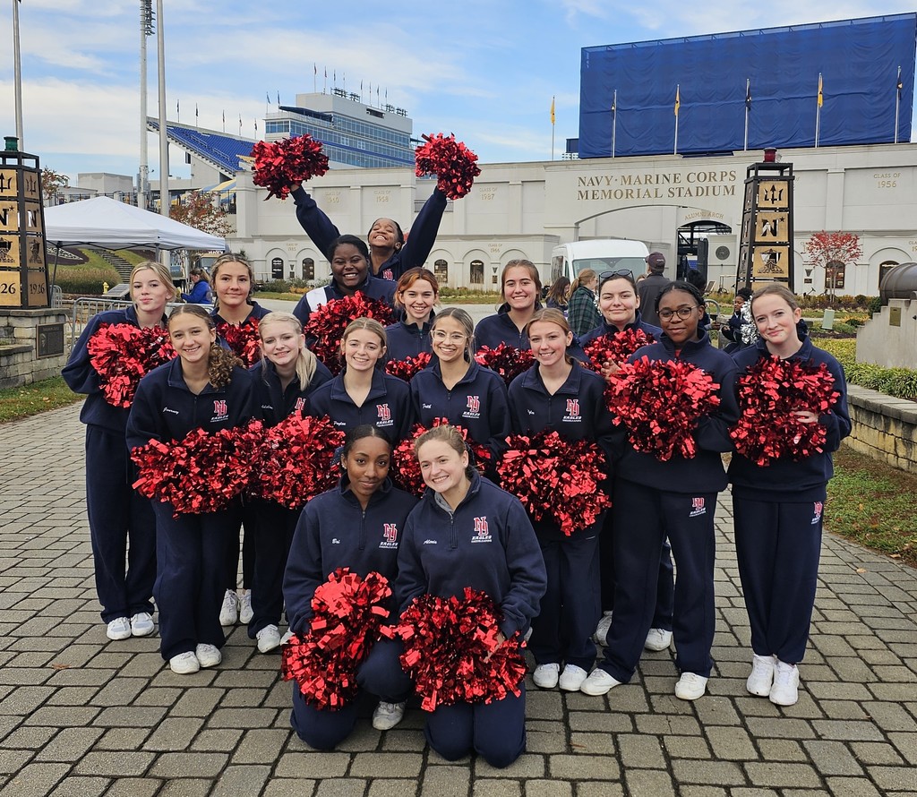 NDHS Cheer team outside Navy stadium