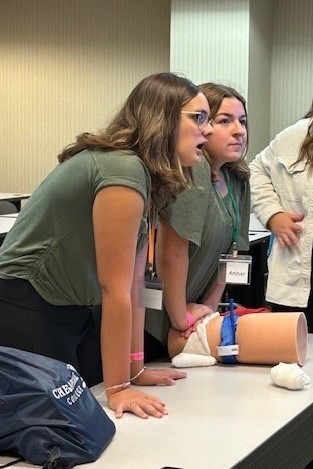 Two students participating in training course