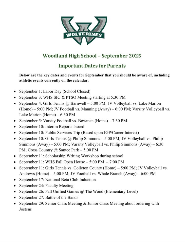 important dates for parents