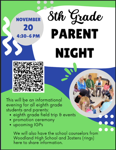 8th grade parent night November 20th