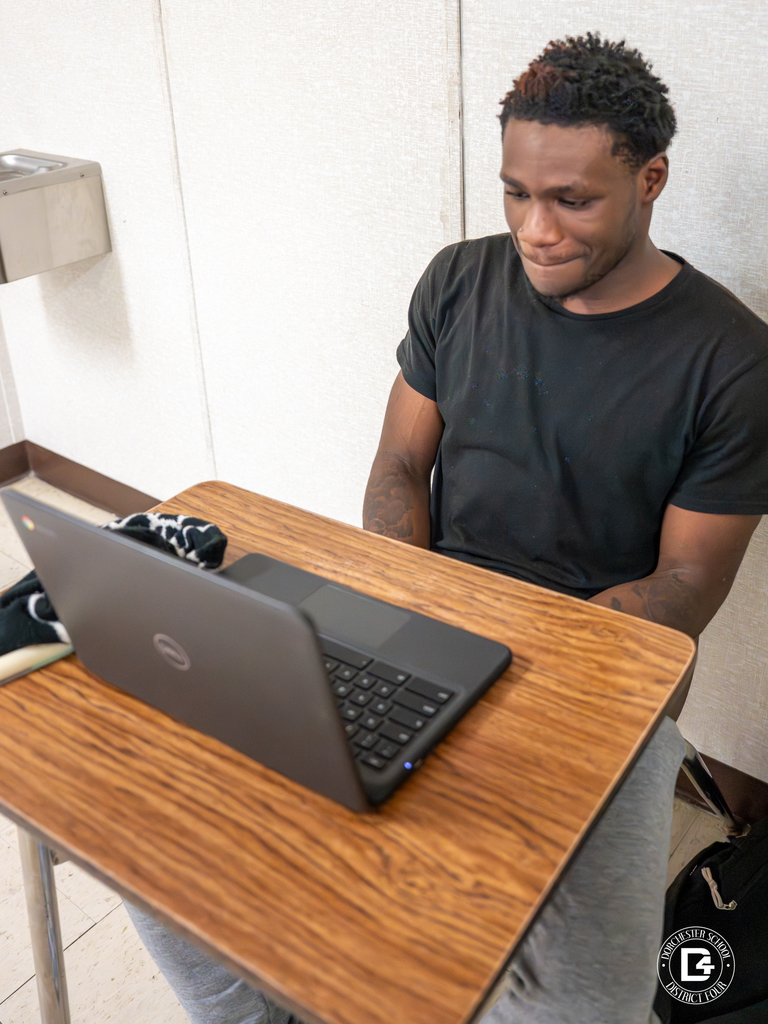 Odyssey student actively engages with career professionals through a laptop during the virtual Career One on One event.