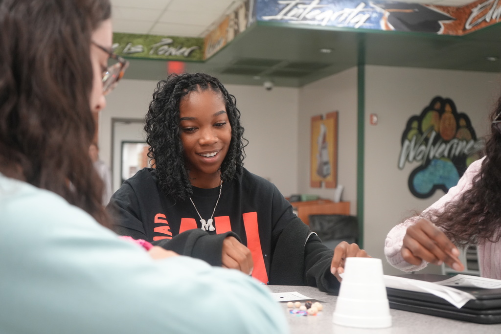Student playing bingo