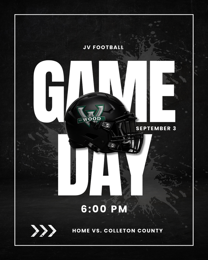 JV football game graphic for Woodland High School vs. Colleton County on September 3 at 6 p.m.