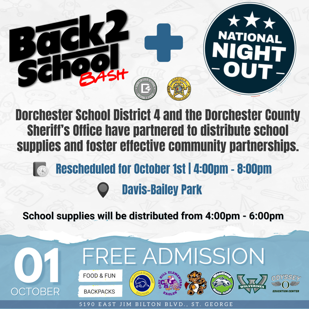 Rescheduled Back 2 School bash flyer