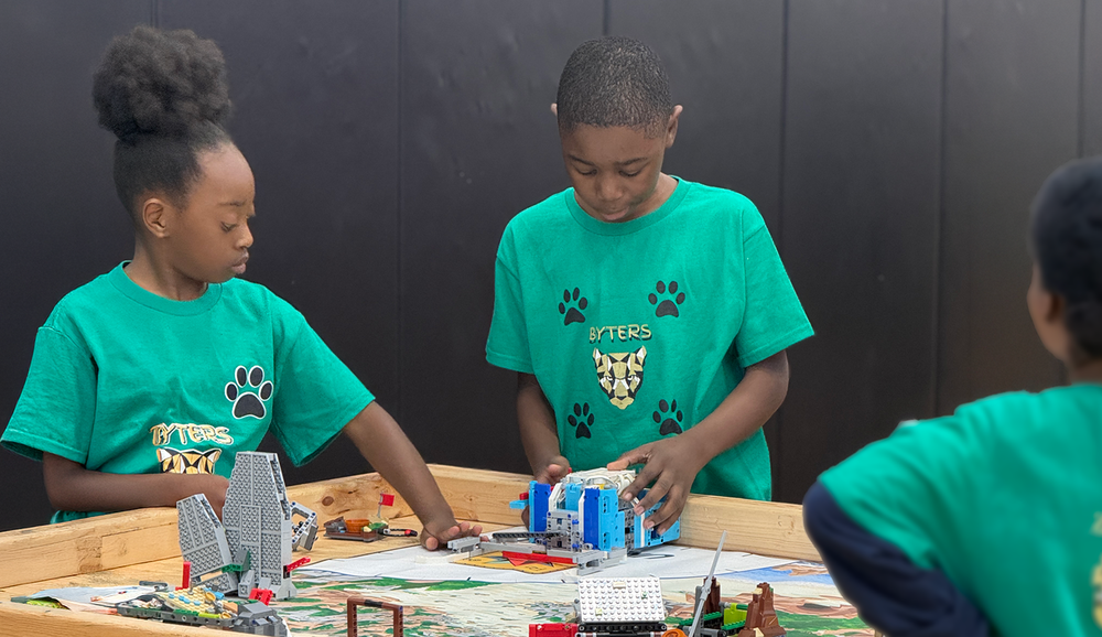 Students at a robotics tournament