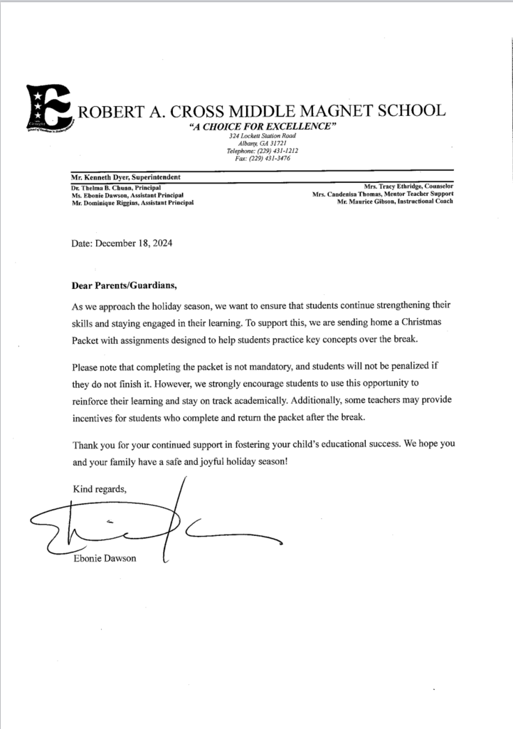 Christmas Packet Letter