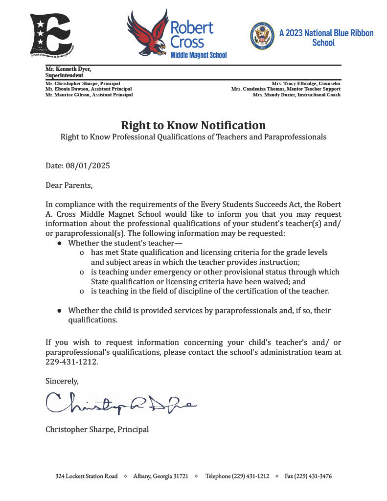 Right to Know Letter 2