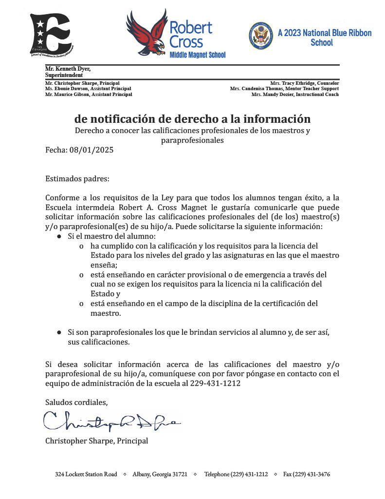 Right to Know Letter 1