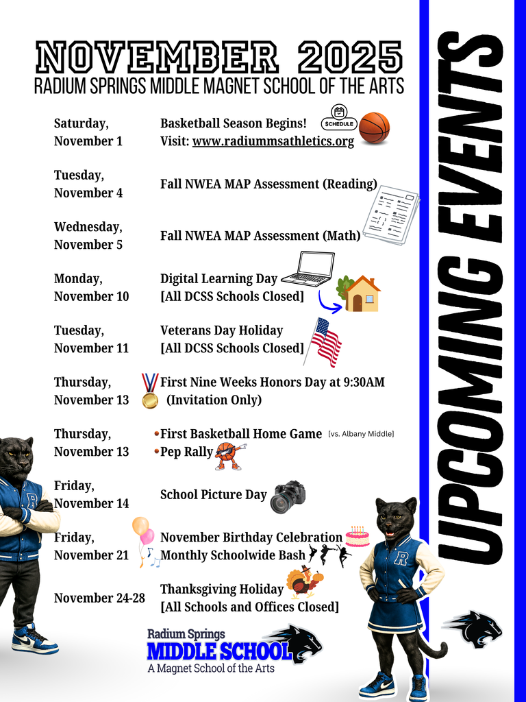 November - Upcoming Events at Radium Springs Middle School