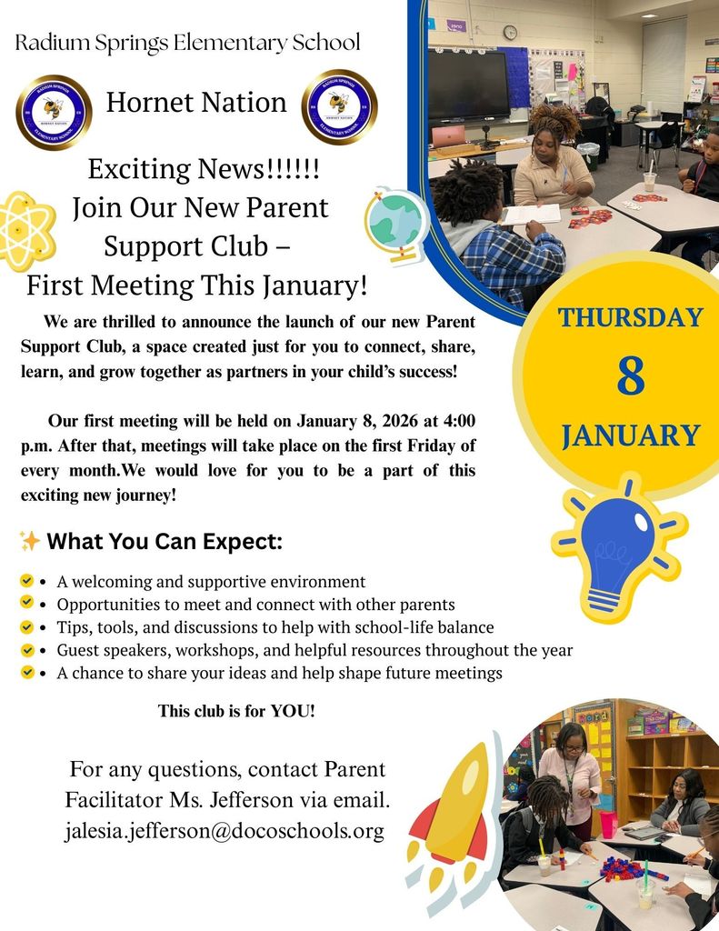 🌟 Exciting News at the Hornet’s Nest!🌟 Join the Parent Support Club — a space created for parents to share, grow, and partner for students’ success. Details are included below