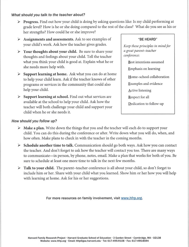 Parent Teacher Conference Tips for Parents