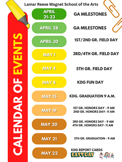 Revised Calendar of Events
