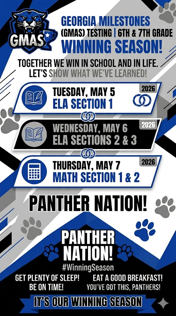 GMAS TESTING - 6th and 7th Grade