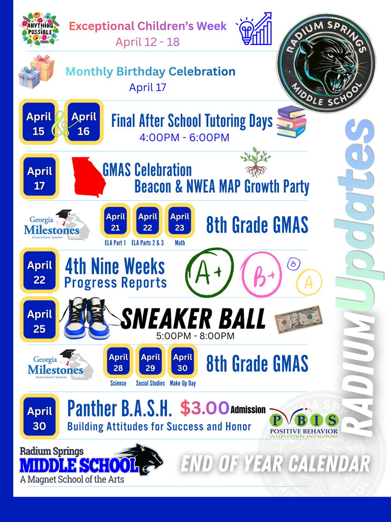 Radium Middle: April Calendar