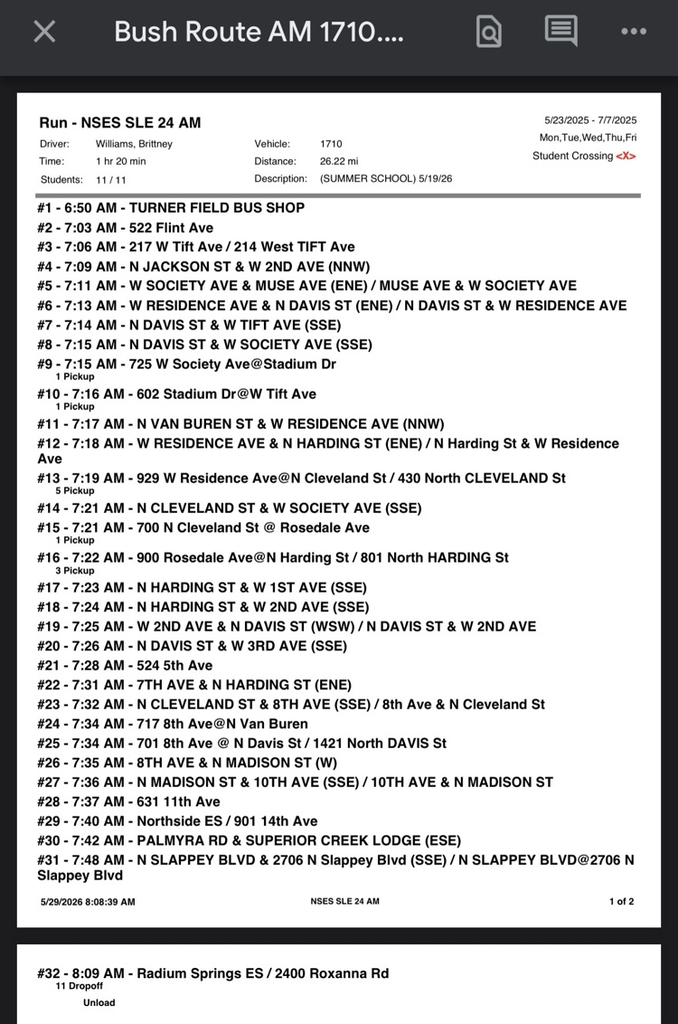 Bus 1710 Morning Route