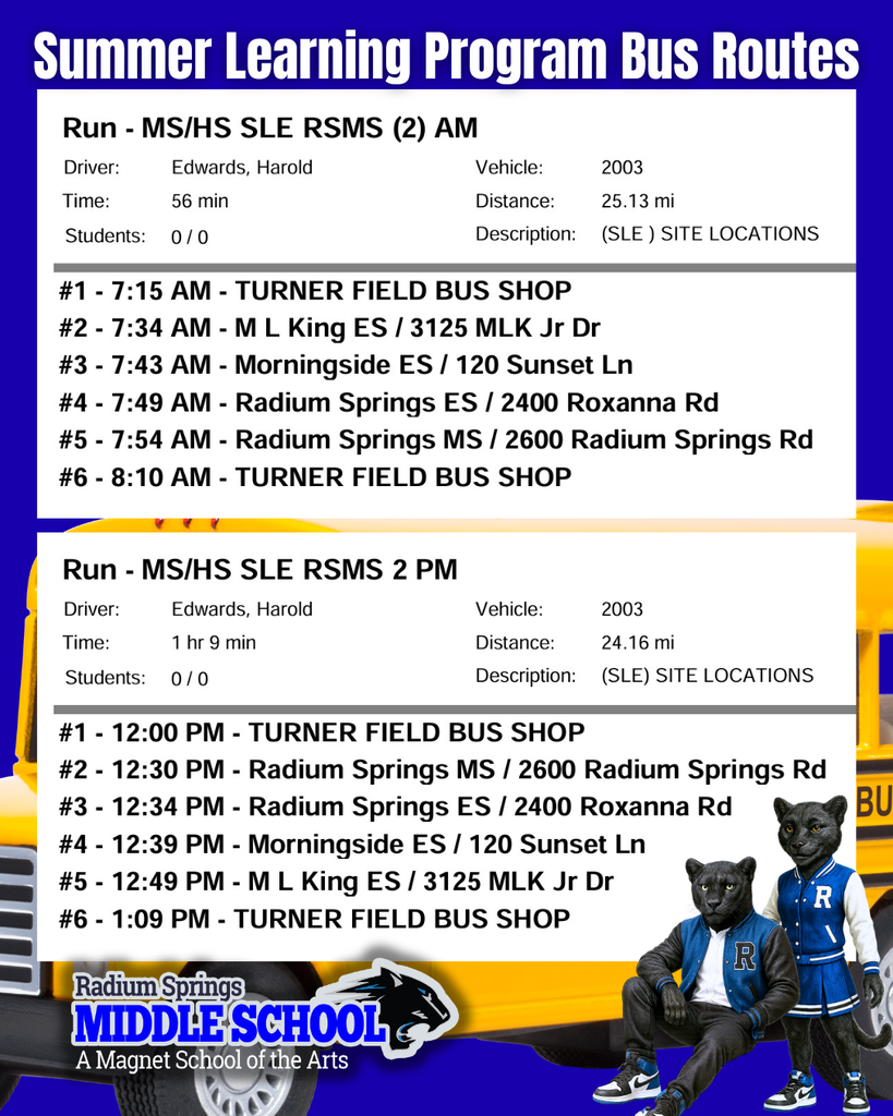 Summer Learning Program Bus Routes