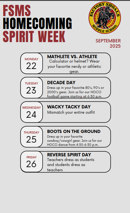 Homecoming Week: Week of 9/22