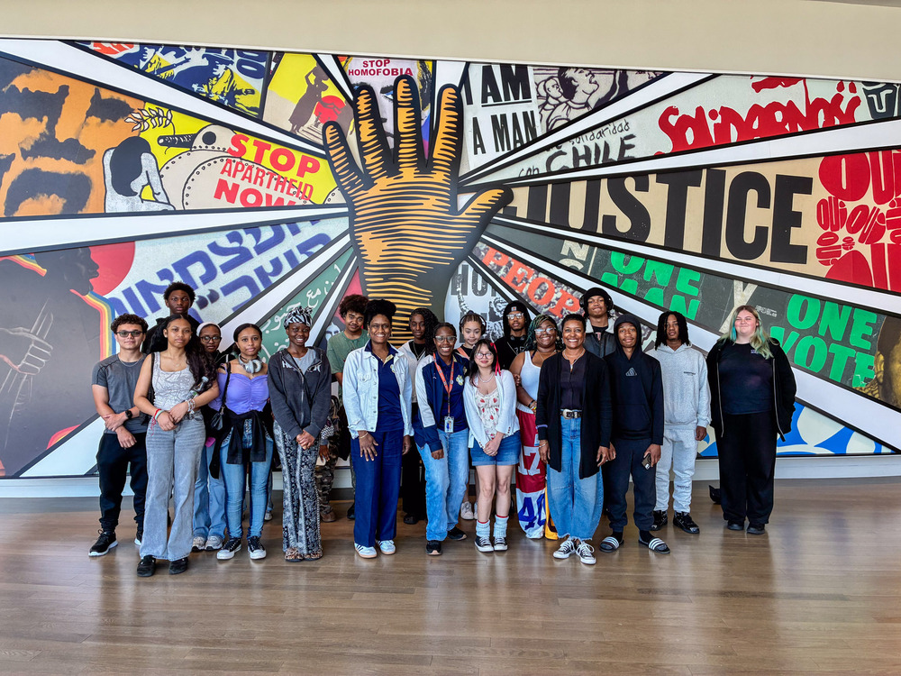 Douglas County High History students pose for a group photo at the Center for Civil and Human Rights.