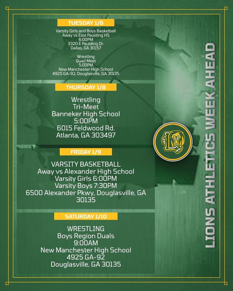 Lions Athletic Schedule