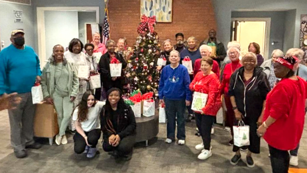 Chapel Hill Middle students with gifts for the Woodie Fite Senior Center.