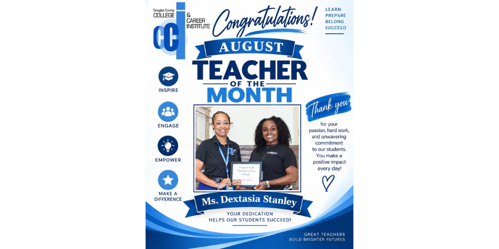 CCI Teacher of the  Month for August