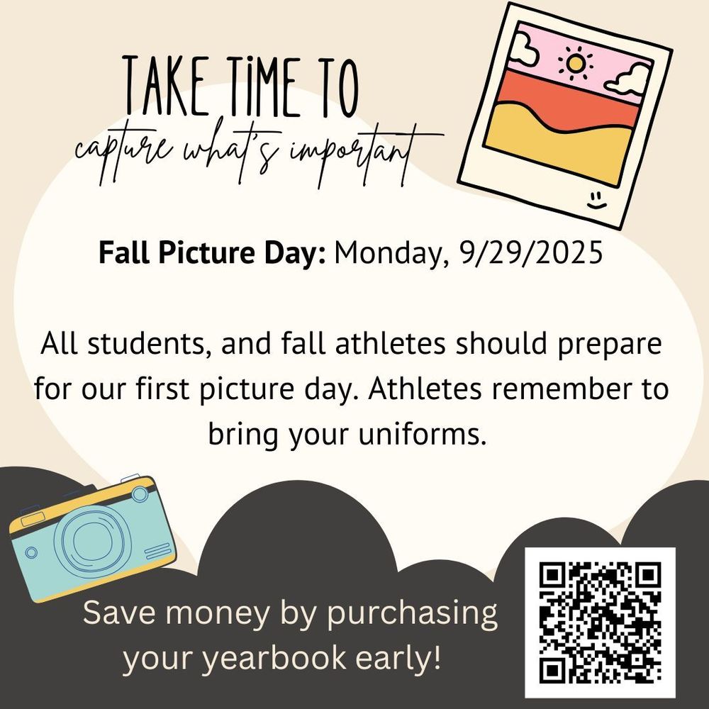 Fall Picture Day:  Monday, 9/29/2025