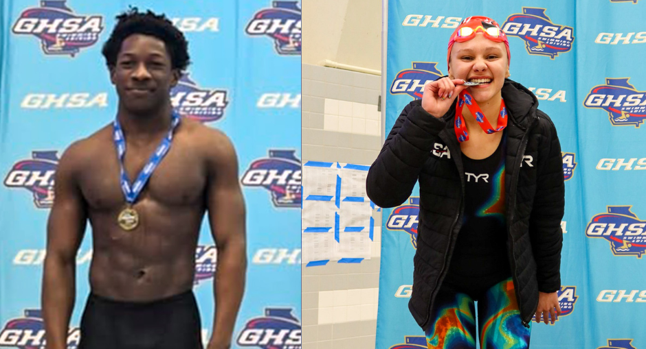  Chapel Hill High School's Josh Wilkinson and Alexander's Dina Miller at the GHSA Swimming and Diving State Championship at Georgia Tech.