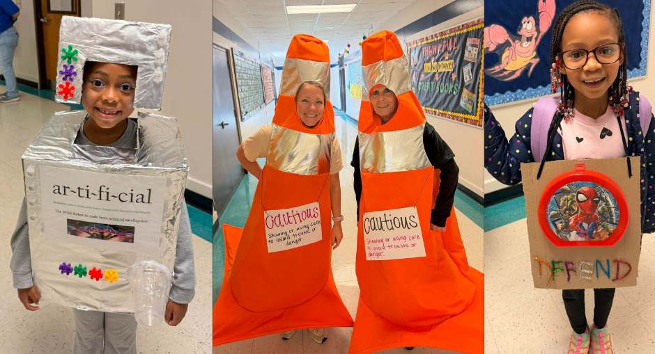 Holly Springs students and staff wear costumes for One School, One Book event