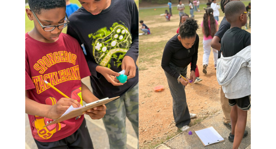 Arbor Station students participate in an egg hunt in preparation for the Georgia Milestones.