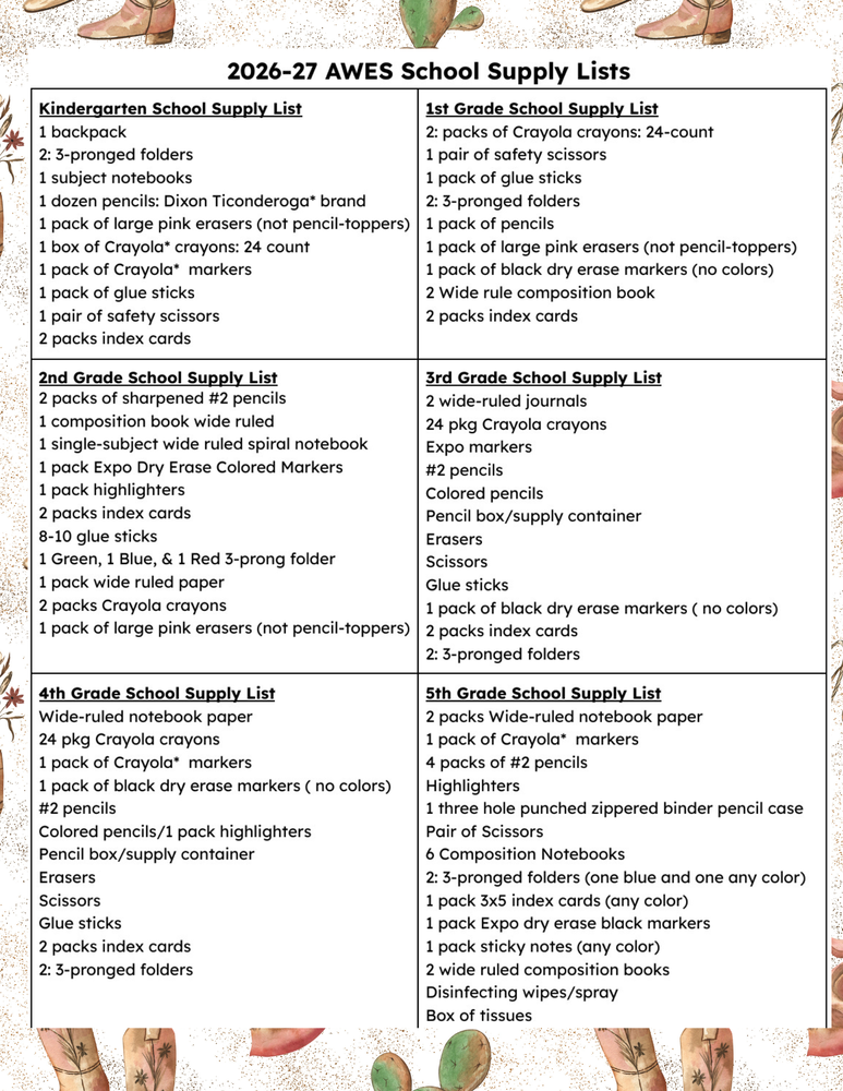 26-27  School Supply List