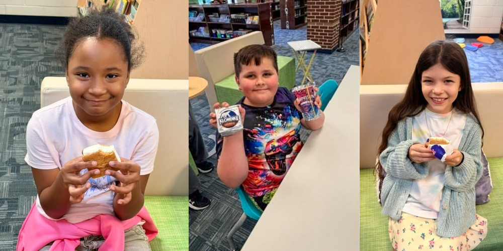 Mason Creek Elementary students eat ice cream and drink Capri Sun drinks at their special social for reaching summer reading goals.