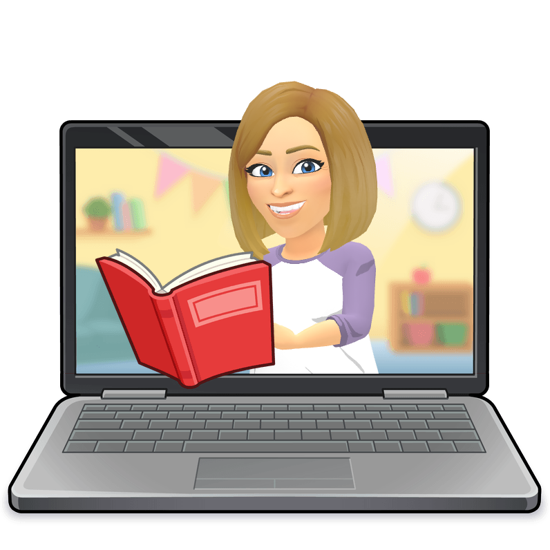 woman with book in computer