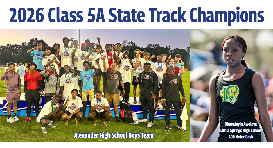 Alexander Boys Track team photo and individual photo of Lithia Springs High's Oluwatoyin Awoleyek .