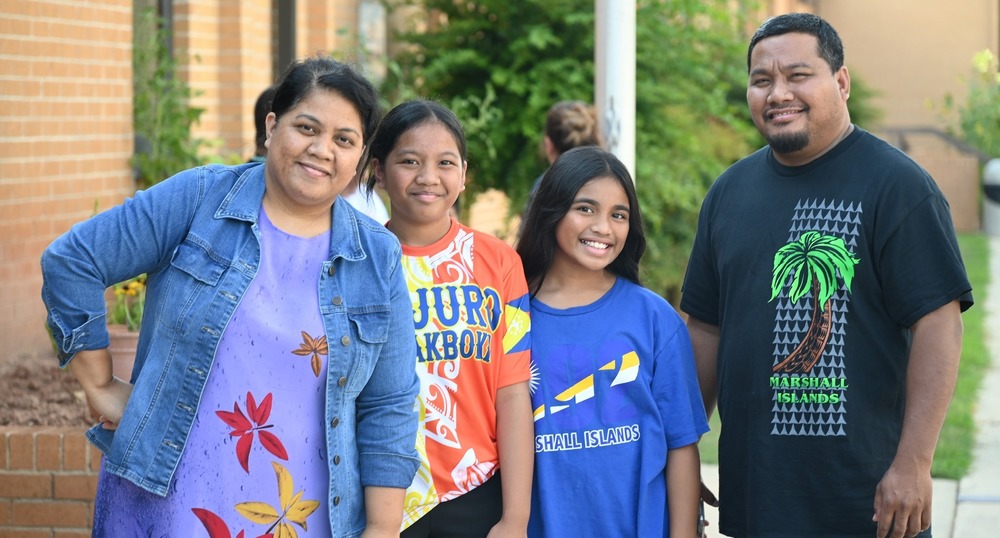 A family during a back-to-school event