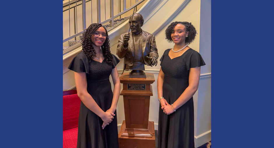 Chapel Hill High siblings Madison and Mikayla Gibson at the GEMA Conference in Athens.