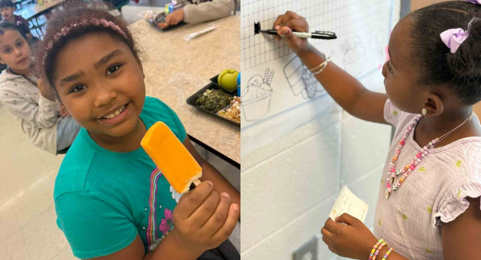 MCES students with ice cream and the black out chart